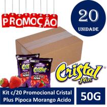 Kit c/20 Promocional Cristal Plus Pipoca Morango Acido 50g