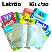 Kit C/20 Revistas passatempo caça palavras cruzadas letrão sem repetição