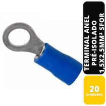 Kit C/20 Terminal Anel Azul Pré-Isolado 1,5x2,5 mm² Sfor Kit C/20 Terminal Anel Azul Pré-Isolado 1,5x2,5 mm² Sfor