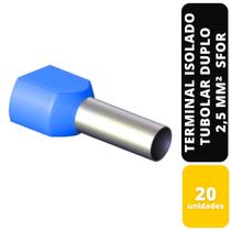 Kit C/20 TERMINAL ISOLADO TUBOLAR DUPLO AZ 2,5 MM² SFOR Kit C/20 TERMINAL ISOLADO TUBOLAR DUPLO AZ 2,5 MM² SFOR
