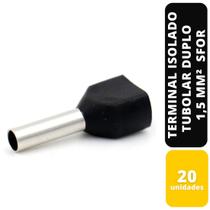 Kit C/20 TERMINAL ISOLADO TUBOLAR DUPLO PT 1,5 MM² SFOR
