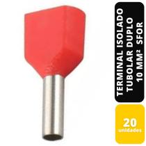 Kit C/20 TERMINAL ISOLADO TUBOLAR DUPLO VM 10MM² SFOR