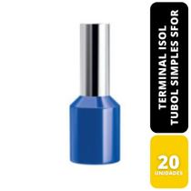 Kit C/20 Terminal Isolado Tubolar Simples Azul 16mm² Sfor