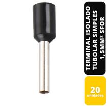 Kit c/20 terminal isolado tubolar simples pt 1,5 mm² sfor Kit c/20 terminal isolado tubolar simples pt 1,5 mm² sfor