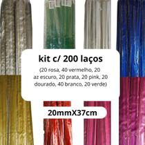 Kit C/200 Laço Fácil C/Filete Sortido Presente 20mmx37cm