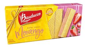 Kit c/ 24 Biscoito Wafer de Morango Bauducco 140g merendinha