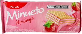Kit c/ 24 Biscoito Wafer Parati Minueto sabor Morango 81g
