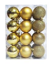 Kit C/24 Bolas de Natal Lisas/Foscas/Glitter de 6cm - Várias Cores - Fact