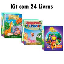 Kit C/ 24 livrinhos bíblicos - Histórias Biblicas + Amiguinhos do Criador + Turminha Paraíso