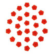 Kit C/24 Miçangas Em Resina Flor Rosa Vermelha 2 Cm