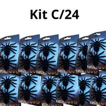 Kit C/24 Mini Aranha Veludo Preta Halloween Decoração