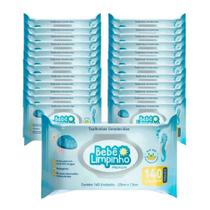 Kit c/ 24 Pacotes Lenço Toalhas Umedecidas Aloe Vera Bebê Limpinho Premium Pacote 140 Unidades