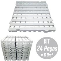 Kit c/ 24 Pçs - Pallet Plástico Estrado 4,5 x 50x50 Branco