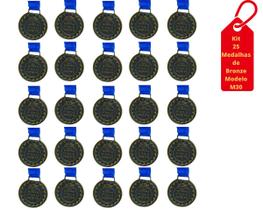 Kit C/25 Medalhas de Bronze M30 Honra ao Mérito C/Fita Azul