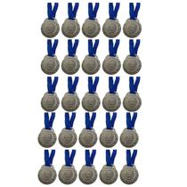 Kit C/25 Medalhas de Ouro Prata ou Bronze Honra ao Mérito C/Fita Azul 40mm