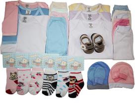 Kit C/25 Peças Roupas Bebê Body+meias Maternidade No Atacado