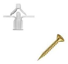 Kit C/ 250 Buchas C/ Aba P/ Gesso Driwall 4-16mm C/ Parafusos Philips