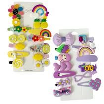 Kit C/ 28 Presilhas Meninas Prendedor de Cabelo Sortidas Bico de Pato Tic Tac Laço Flor Etc MOD J e MOD M