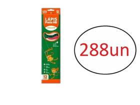 Kit C/288Un Lápis Preto Grafite Hb Com Borracha Na Ponta
