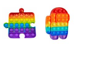 Kit C/2X Pop It Fidget Toy, Push Pop Bubble Sensorial Ant Stress Among US e Quebra Cabeça