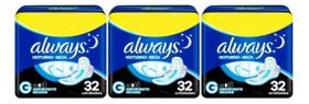 Kit C/3 Absorvente Always Noturno Seca C/ Abas 32unid