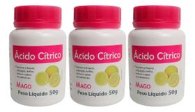 Kit C/3 Ácido Cítrico Em Pó Mago 50g