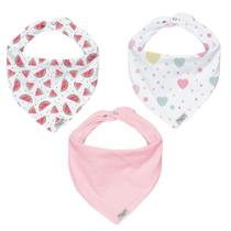 Kit C/3 Babador Bandana de Bebê 100% Algodão 23cm x 18cm Batistela Baby - Sortidas