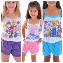 Kit c/ 3 Baby Dolls Infantil Camisetinha Kit 3 009