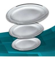 Kit C/3 Bandeja De Inox Oval Rasa Conjunto Peq. Med. E Grand
