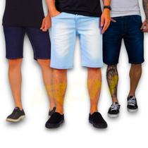 KIT C/3 Bermudas JEANS LISA MASCULINA Slim Casual ELASTANO 415