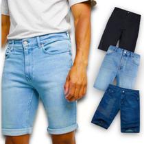 Kit C/3 Bermudas Jeans Slim Casual Elastano Masculina 416