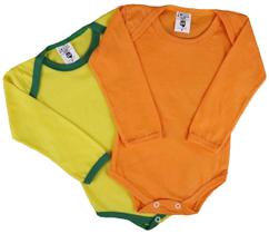 Kit C/3 Body Bebê Manga Longa Cores Reativas Malha Lisa