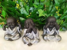 Kit C/3 Budas Trio Monge Bebê Cego Surdo Mudo Decoração Sala 15 CM - ARTE & DECORAÇÃO