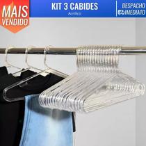 Kit C/ 3 Cabide De Acrilico Transparente C/ Gancho Organizador P/ Roupas Paramount