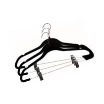 Kit C/3 Cabide Veludo Vizapi Adulto Velvet 44X24Cm Presilha Tailleur Preto