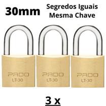 Kit c/3 Cadeado Pado 30 mm Mesmo Segredo