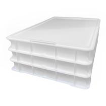 Kit C/ 3 Caixas + 1 Tampa P/ Fermentação De Massa De Pizza