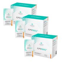 Kit C/3 Caixas Aminnu Central Nutrition Tradicional 10g Com 30 Sachês - Sabor Tangerina