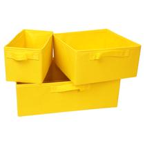 Kit C 3 Caixas Organizadoras Coloridas Com Alça 3 Tamanhos