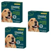 Kit C/ 3 Caixas Vermifugo Chemital Plus Cães 660mg Chemitec