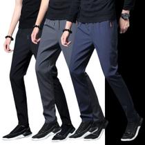 KIT c/ 3 CALÇA CORRIDA Neutro Academia Bolso Zíper Cordão Elastano Gelado 995