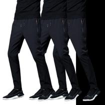 KIT c/ 3 CALÇA CORRIDA Preto Academia Bolso Zíper Elastano Tecido Gelado 996 KIT c/ 3 CALÇA CORRIDA Preto Academia Bolso Zíper Elastano Tecido Gelado 996
