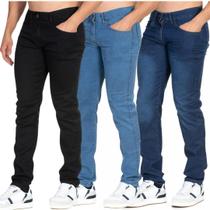 kit C/3 Calça Jeans Masculina Com Elastano Skinny Estica Bem - Memorize Jeans