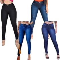 Kit C/ 3 Calças Jeans Feminino Levanta Bumbum