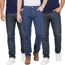 Kit C/3 Calças Jeans Masculina para Trabalho 100% Algodão Reforçada Premium