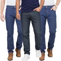 Kit C/3 Calças Jeans Masculina para Trabalho 100% Algodão Reforçada Premium