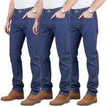 Kit C/3 Calças Jeans Masculina para Trabalho 100% Algodão Reforçada Premium