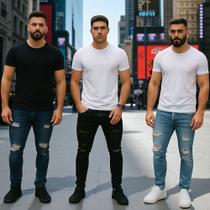 Kit C/3 Calças Jeans Rasgadas Skinny Masculina Homem Slim 480