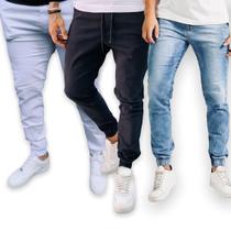 KIT C/3 Calças Jeans Sarja Jogger Masculina Casual 15
