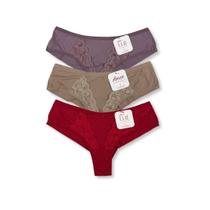 Kit c/ 3 Calcinha Fio Duplo de Microfibra Detalhe em Renda Lut Kit c/ 3 Calcinha Fio Duplo de Microfibra Detalhe em Renda Lut